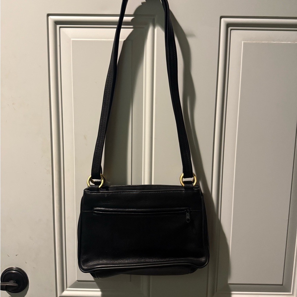 Tignanello Black Shoulder Bag with Gold Accents